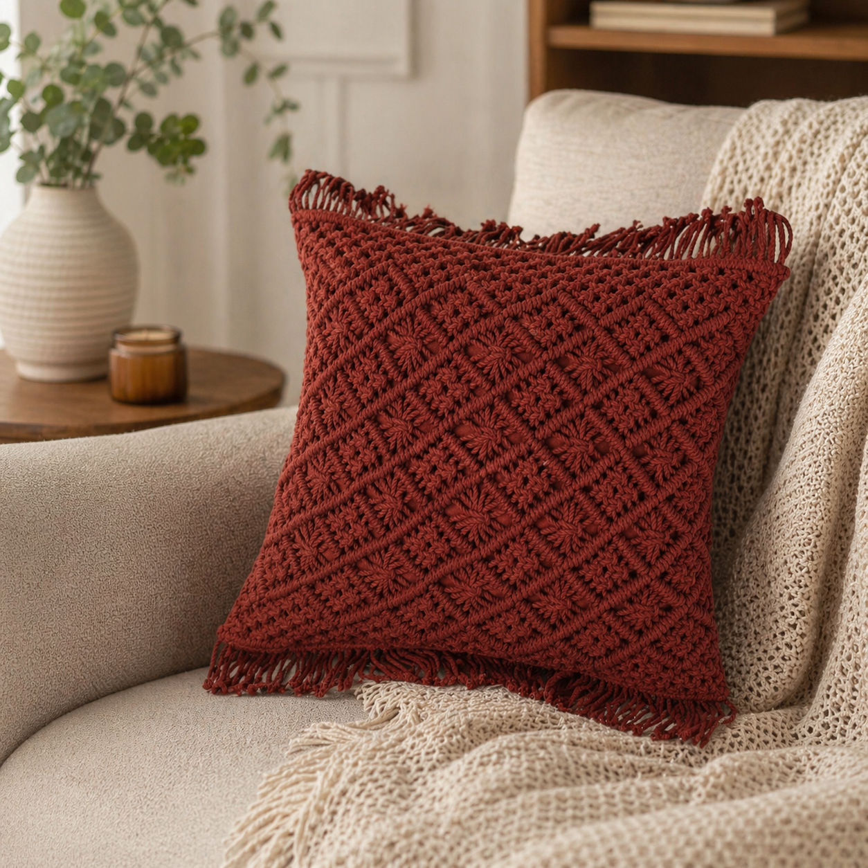 Tranquil Macrame Throw Cushion Cover